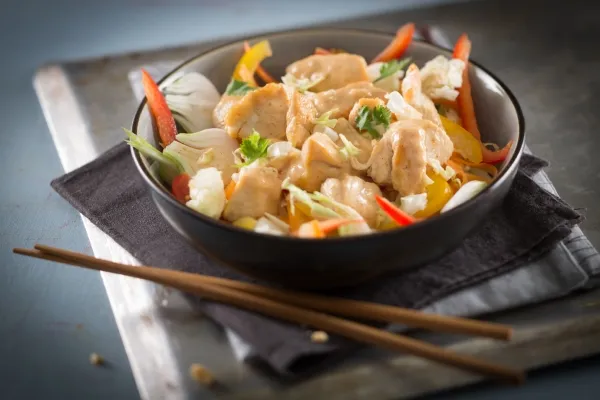 Image recette Wok de poulet et légumes au satay