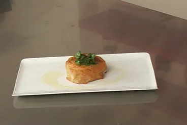 Pastilla aux patates douces et crabe mariné à l'huile d'argan