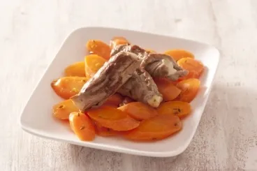 Image recette Escalope de veau et carottes glacées au cumin 