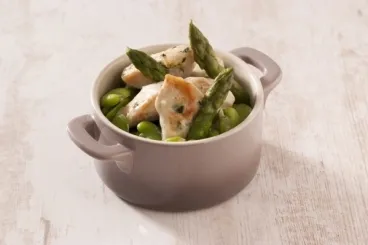 Image recette Poulet à l'estragon, asperges et fèves