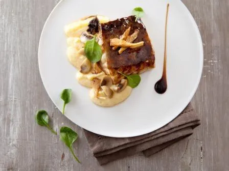 Recette Dos de cabillaud laqué au miel et au soja, polenta crémeuse