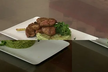 Image recette Brochette d'agneau mariné aux épices, semoule verte