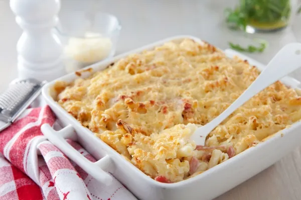 Image recette Gratin de pâtes au jambon et au fromage