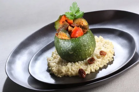 Image recette Mini-courgette ronde farcie de Tajine de légumes grillés 