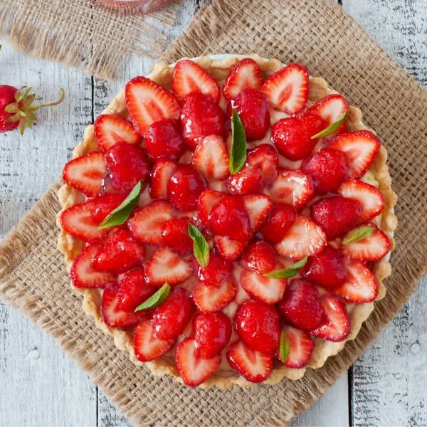 Image recette Tarte aux fraises, crème mousseline à la verveine