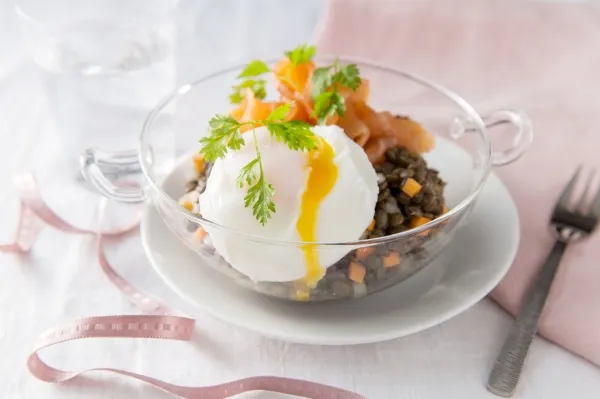 Image recette Salade de lentilles au saumon fumé et oeuf poché