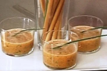 Image recette Soupe de melon à la menthe et gressins
