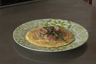 Image recette Omelette plate aux morilles et au foie gras