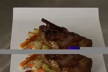 Image recette Magret de canard laqué, mikado de légumes