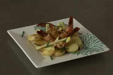 Image recette Pomme grenaille et pomme fruit in salada et crevettes