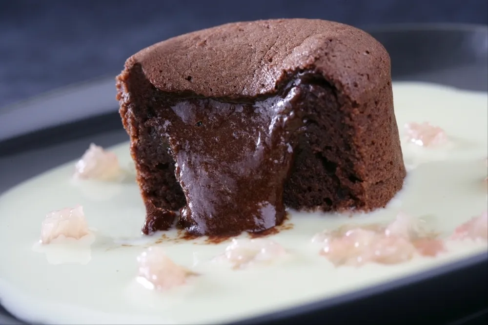 Recette Fondant au chocolat, crème anglaise au pamplemousse