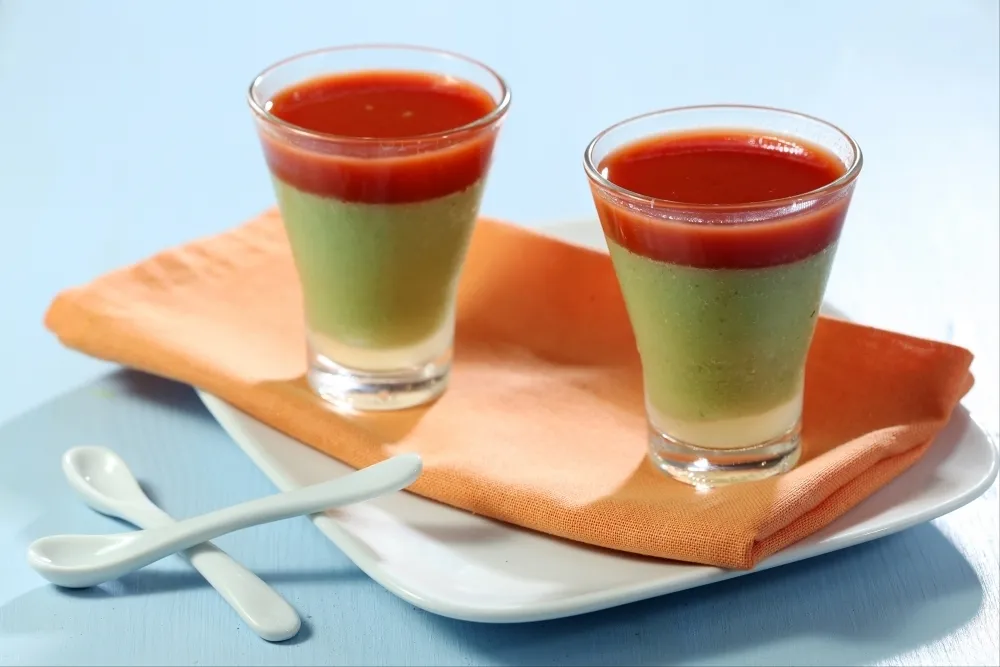 Image recette Mousse de concombre et sauce gaspacho