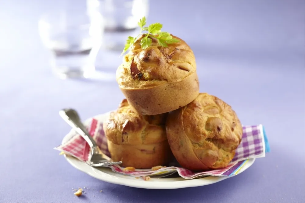 Image recette Muffins salés à l'huile d'olive, pain d'épice et jambon