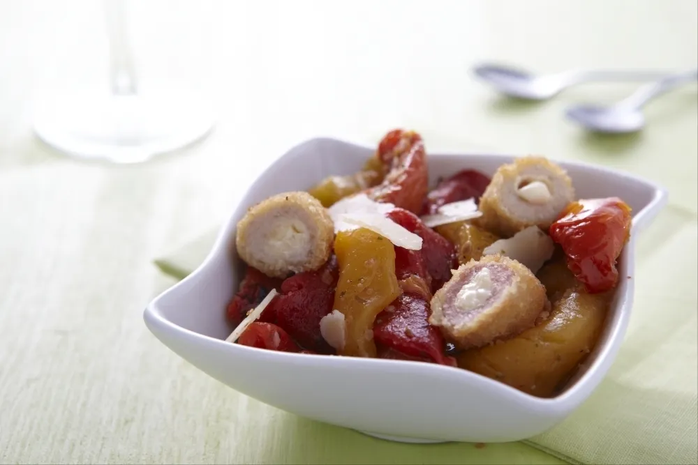 Image recette Salade de duo, parmesan, tomates confites et poivron confit
