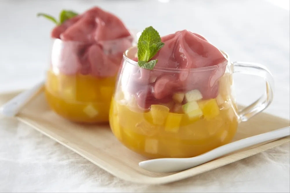 Image recette Minestrone de fruits d'été, espuma de framboise