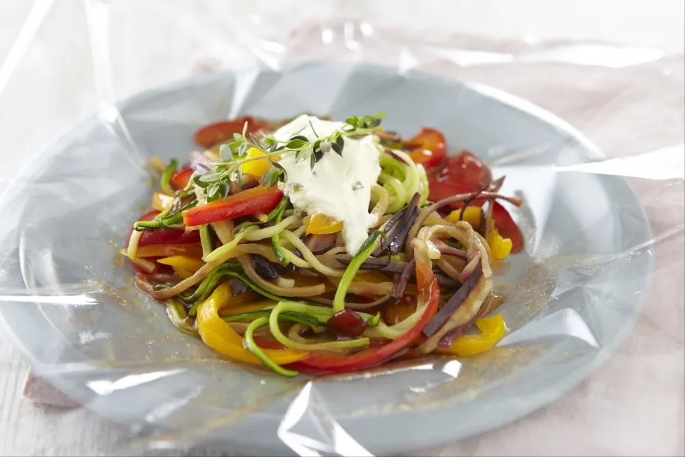 Image recette Papillote transparente de légumes au fromage frais à la ciboulette
