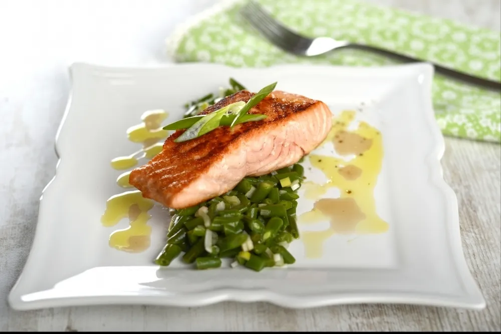Image recette Pavé de saumon, haricots verts à l'échalote