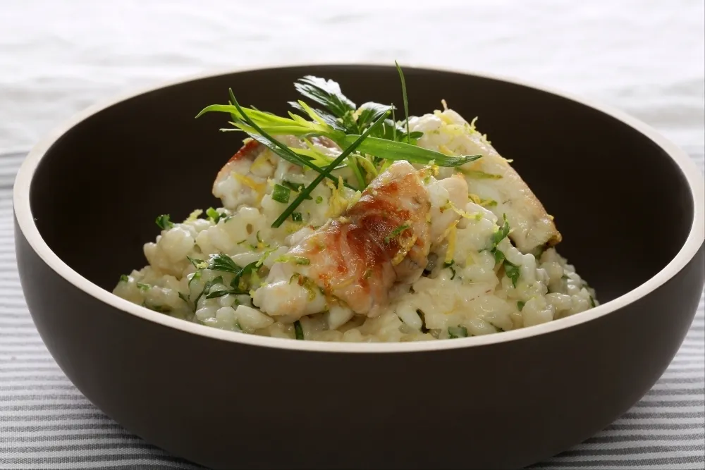 Recette risotto-aux-herbes-picatta-de-daurade-au-citron
