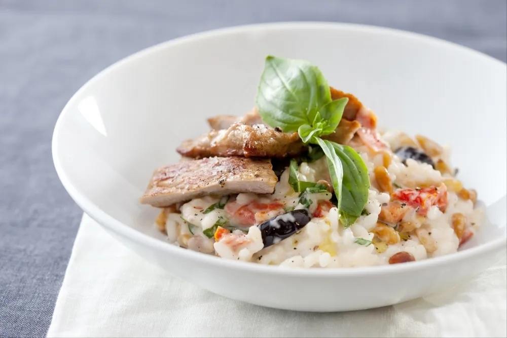 Recette Escalope de veau grillée au balsamique, risotto provençal