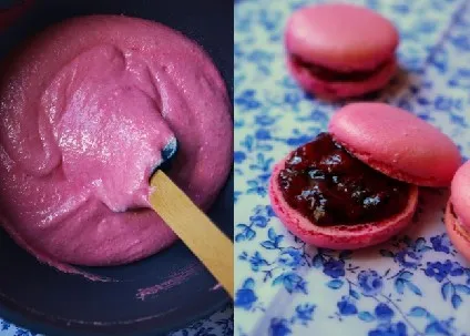 Image recette Macarons fraise, confiture de fraises minute