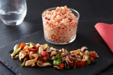 Image recette Calamars sautés et riz à la tomate