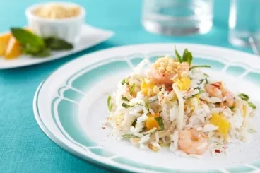 Image recette Salade de riz aux crevettes, mangue et lait de coco