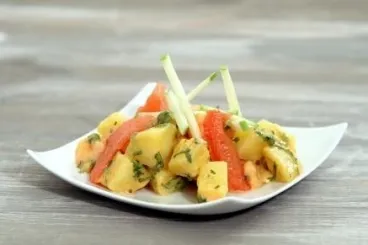 Image recette Salade de pommes de terre et crevettes roses à la coriandre
