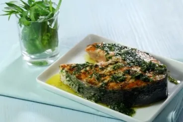 Image recette Darnes de saumon marinées aux herbes et cuites au barbecue