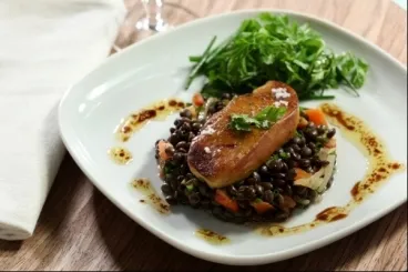 Image recette Salade de lentilles et foie gras poêlé